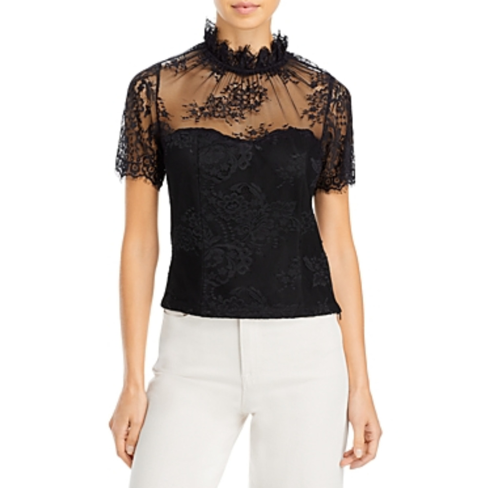 Lucy Paris Women Lydia Lace Top Black Size S - Picture 3 of 4